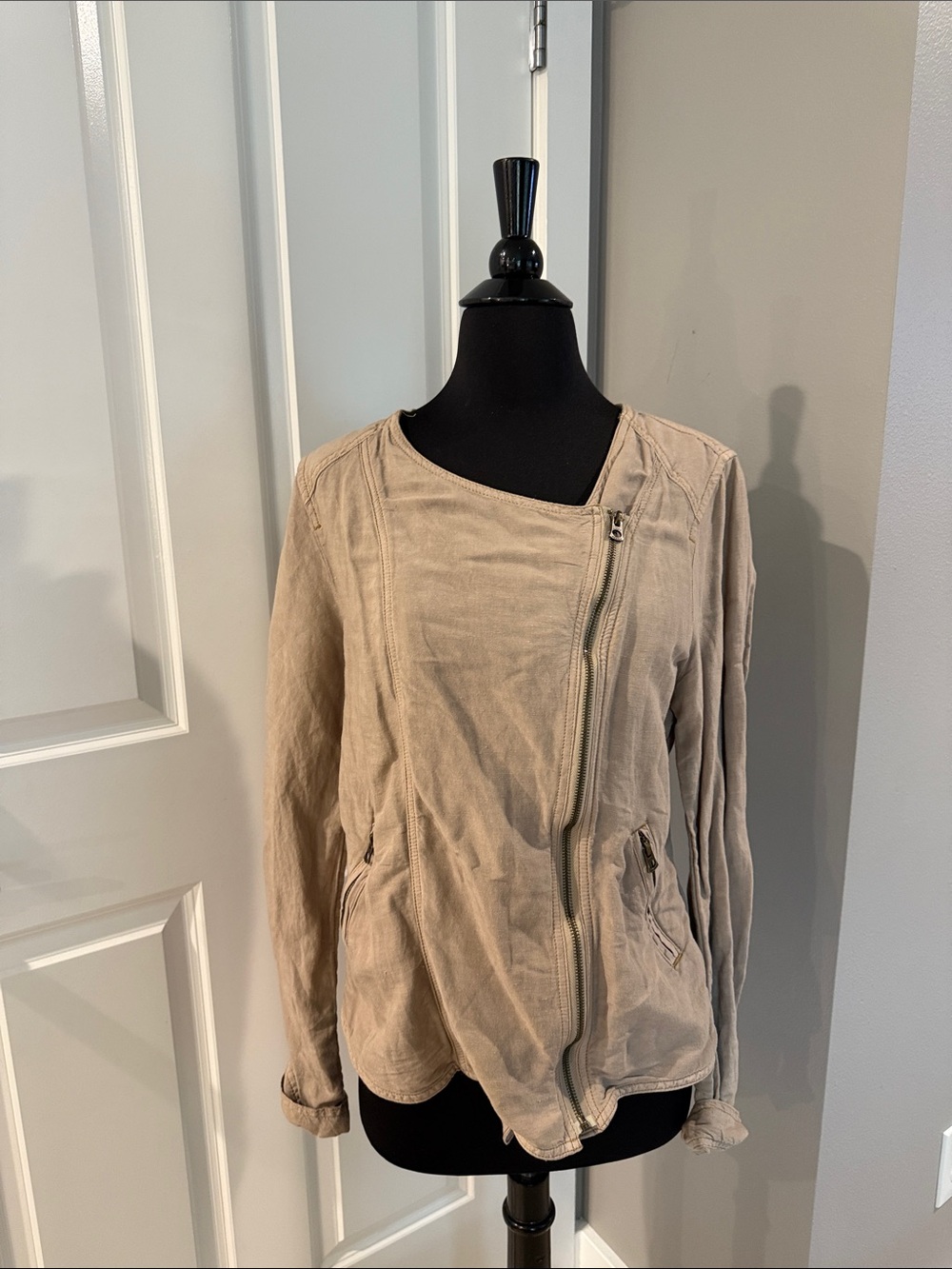 Lucky Brand Beige Utility Zip Jacket